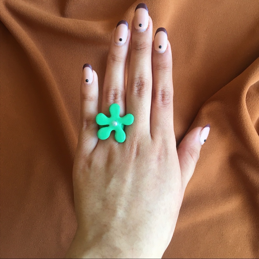 ✰Mint Flora Clay Ring✰
